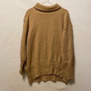 a new day Women’s Tan Long Sleeve Turtleneck Sweater Size Small Drop Shoulder